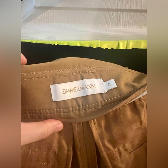 Zimmermann High Waisted Belted Khaki Wide Leg Pants Size 0 - Picture 6 of 8